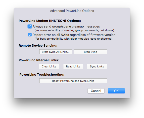 Advanced PowerLinc Options Image