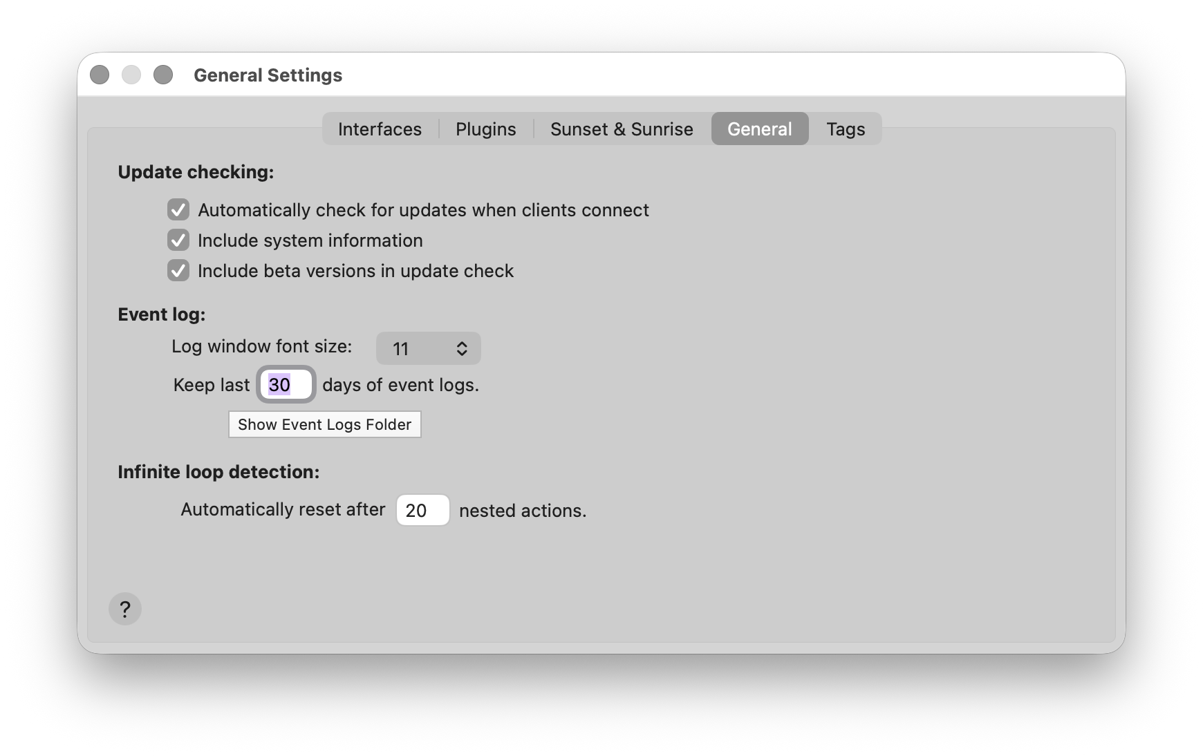 General Preferences Tab Image