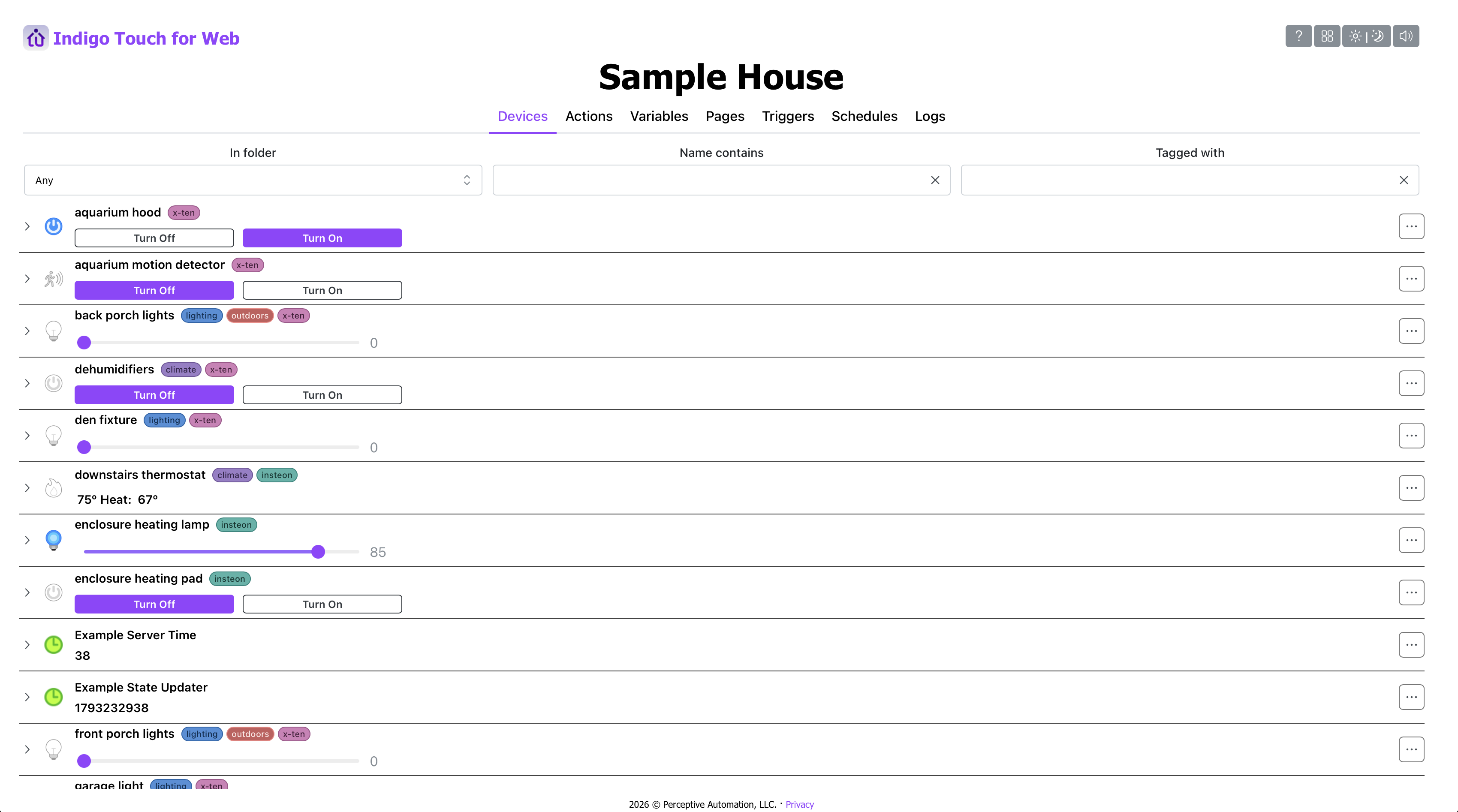 Indigo Touch Web List View